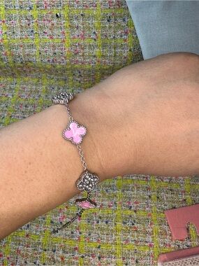 Pink Clover Charm Bracelet - Women Jewelry